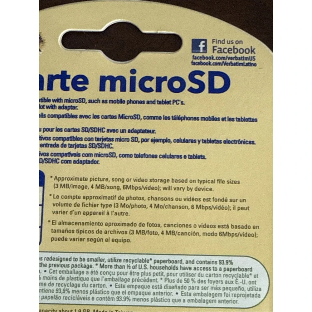 Verbatim microSD Card 2GB (w/SD adapter)